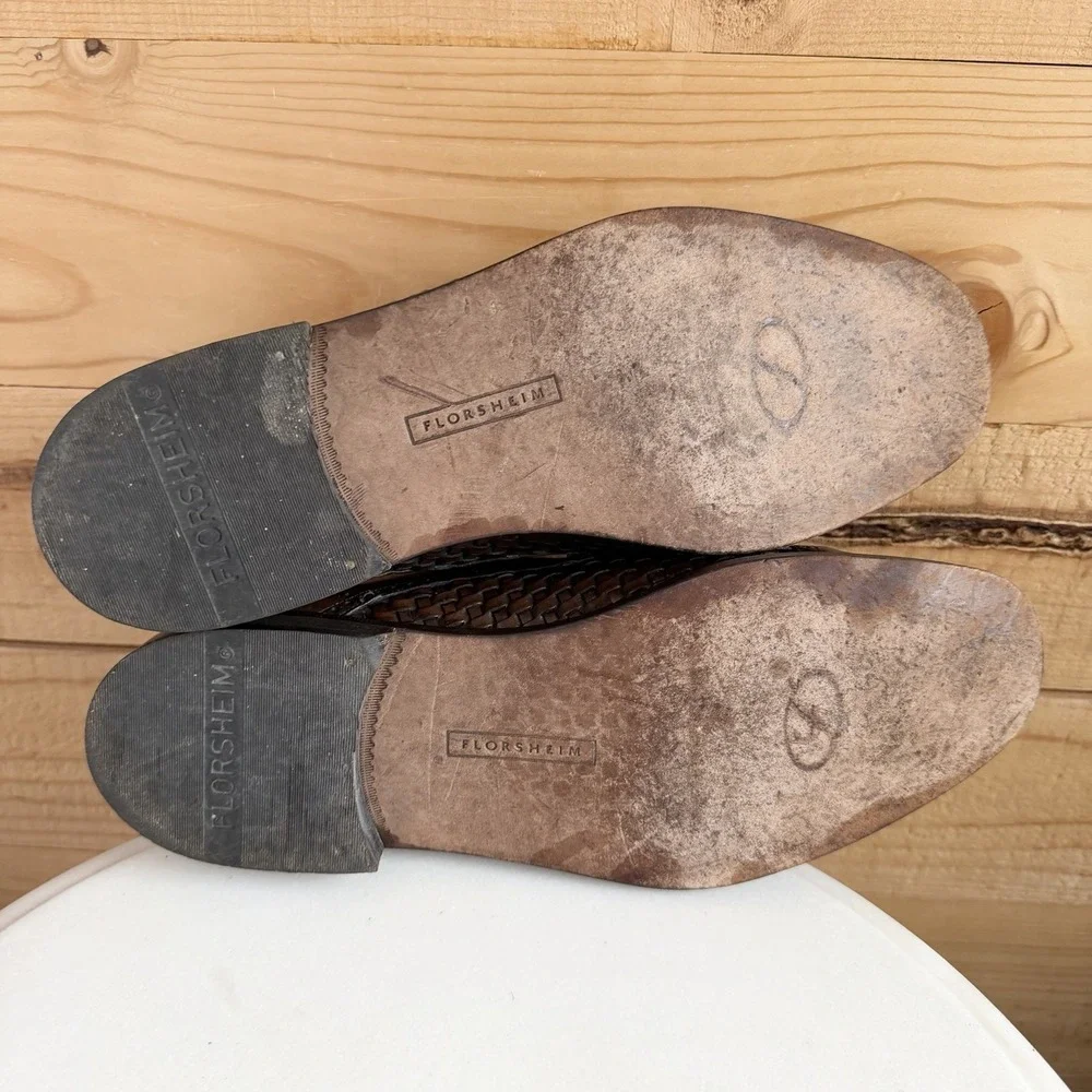 Florsheim Dress Shoes Loafers‎ 9.5D Basket Weave Tassle Brown Luxury Old Money